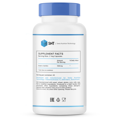 SNT Acetil L-Carnitine 500 мг, 90 кап