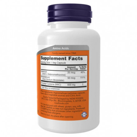 NOW NAC 600 mg, 100 кап