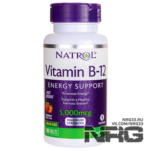 NATROL Vitamin B-12 5000 мкг, 100 таб